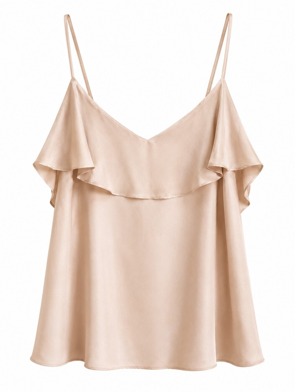 le chateau Champagne Satin Ruffle Strap Camisole Sz XL